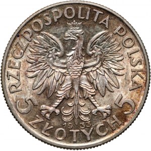 II RP, 5 zloty 1933, Warsaw, Head of a Woman