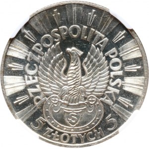 II RP, 5 zloty 1934, Warsaw, Jozef Pilsudski, Rifleman's Eagle, PRÓBA, Silver