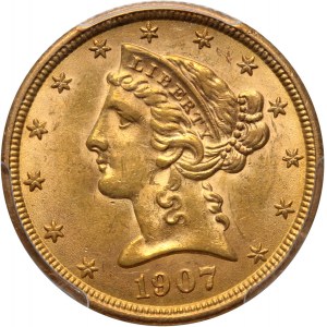 USA, 5 Dollars 1907, Philadelphia