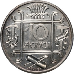 II RP, 10 zloty 1934, Warsaw, Klamry, SAMPLE