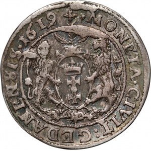 Sigismund III Vasa, ort 1619/8 SB, Gdansk, SB in the base of the cartouche on the reverse side
