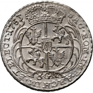 August III, zwei Zloty (8 Grosze) 1753, Leipzig, 8 GR