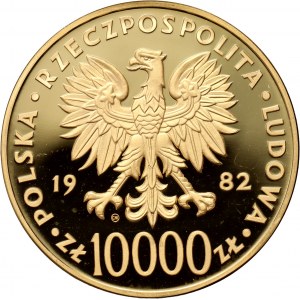 Volksrepublik Polen, 10000 Gold 1982, Johannes Paul II, Valcambi, Spiegelmarke