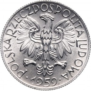 PRL, 5 złotych 1959, Rybak, Słoneczko pod ręką rybaka