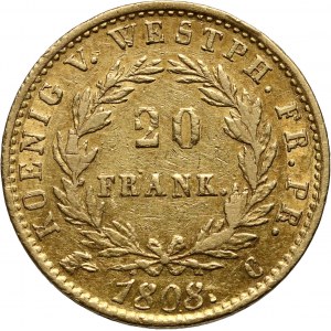 Niemcy, Westfalia, Hieronim Napoleon, 20 franków 1808 C
