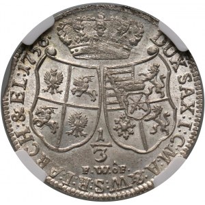 August III, 1/3 thaler 1756 FWÔF, Dresden