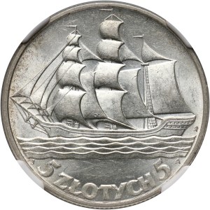 II RP, 5 zloty 1936, Warsaw, Sailing ship