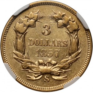 USA, 3 Dollars 1857 S, San Francisco