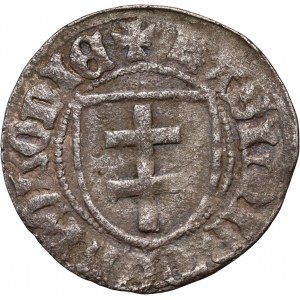 Kazimierz IV Jagiellończyk 1446-1492, szeląg, Toruń, imię króla (KASIMIR) na awersie i rewersie