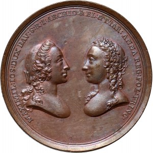 Augustus III, medal from 1747, Nuptials of Maria Anna to Maximilian Joseph III