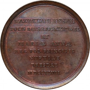 Augustus III, medal from 1747, Nuptials of Maria Anna to Maximilian Joseph III