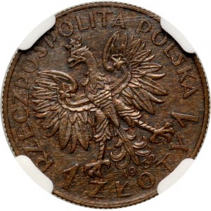 II RP, 1 złoty 1932, Głowa Kobiety, PRÓBA, Brąz