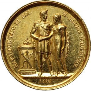 Francja, Napoleon, złoty medal z 1810 roku, ślub Napoleona z Marią Luizą