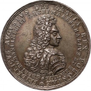 August II Mocny, medal z 1697 roku, Medal Koronacyjny Z Polakami krwią połączony