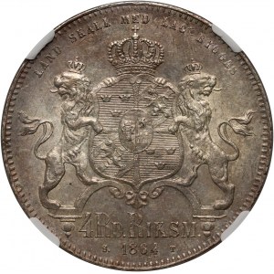 Sweden, Charles XV, 4 Riksdaler 1864 ST