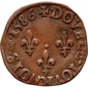 France, Henry III, Double Tournois 1586, Troyes