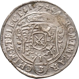 Niemcy, Saksonia, Jan Jerzy II, 1/3 talara 1674 CR, Drezno