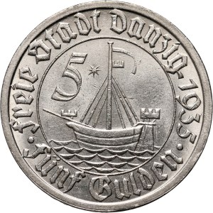Wolne Miasto Gdańsk, 5 guldenów 1935, Berlin, Koga