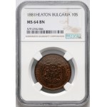 Bulgaria, Alexander I, 10 Stotinki 1881, Heaton