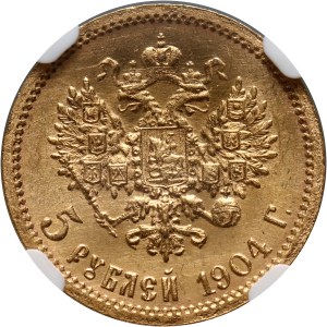 Russia, Nicholas II, 5 Roubles 1904 (AP), St. Petersburg