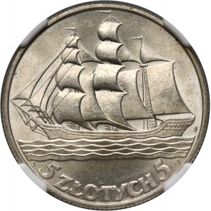 II RP, 5 zloty 1936, Warsaw, Sailing ship