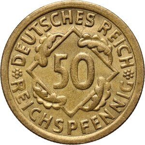 Deutschland, Weimarer Republik, 50 Reichspfennig 1925 E, Muldenhütten