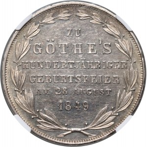 Deutschland, Frankfurt, 2 Gulden 1849, 100. Jahrestag von Goethes Geburt