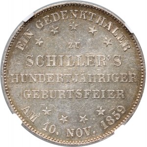 Germany, Frankfurt, Memorial Thaler 1859, 100th Anniversary of F. Schiller's Birthday