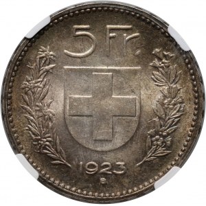 Szwajcaria, 5 franków 1923 B, Berno