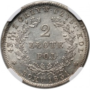 November Uprising, 2 zloty 1831 KG, Warsaw