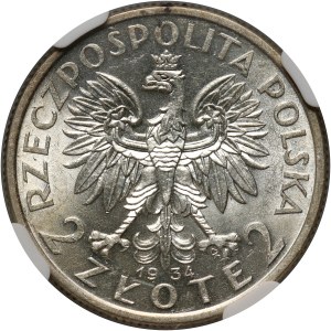 II RP, 2 zloty 1934, Warsaw, Head of a Woman