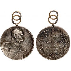 Austria Gift Medal of the Emperor to his Bavarian 13 Infantry Regiment for the 50th Anniversary 1901