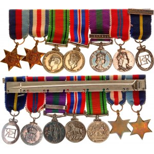 Great Britain Medal Bar with 7 Miniatures of WWII 1939  - 1945