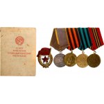 Russia - USSR Medal Bar with 4 Medals and Guard Badge 1938  - 1945