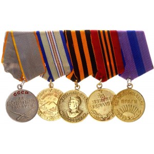 Russia - USSR Medal Bar with 5 Medals 1938  - 1945