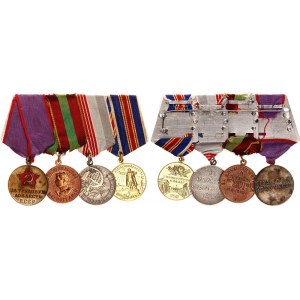 Russia - USSR Medal Bar with 4 Medals 1945  - 1958