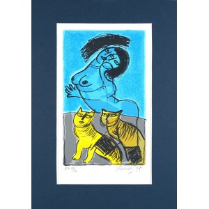 Corneille, właśc. Guillaume Cornelis van Beverloo (1922-2010), Kobieta i koty, 1997