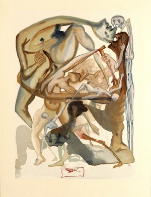 Salvador Dalí (1904-1989), W otchłani, Piekło, z cyklu: Dante, Boska Komedia
