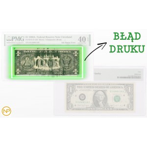 USA - 1 Dolar 1988 - seria D - PMG 40 EPQ - BŁĄD W DRUKU