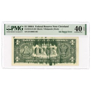 USA - 1 Dolar 1988 - seria D - PMG 40 EPQ - BŁĄD W DRUKU