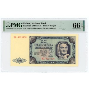 20 złotych 1948 - seria HZ - PMG 66 EPQ