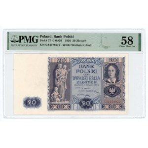 20 złotych 1936 - seria CZ - PMG 58
