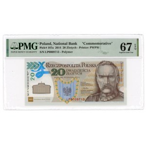 20 złotych 2014 - Józef Piłsudski PMG 67 EPQ - banknot polimerowy