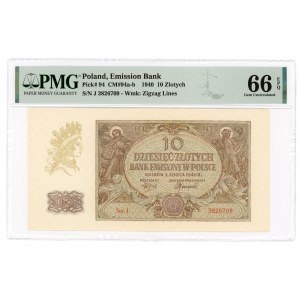 10 złotych 1940 - seria J - PMG 66 EPQ