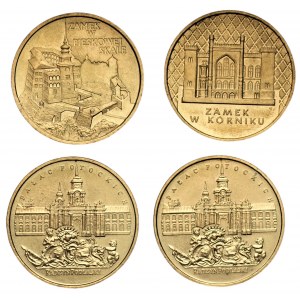 4 x 2 złote 1997-1999 - Zamek w Pieskowej Skale, Zamek w Kórniku, Pałac Potockich
