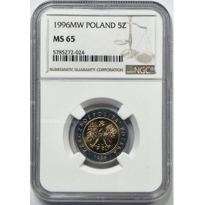 5 złotych 1996 - NGC MS 65