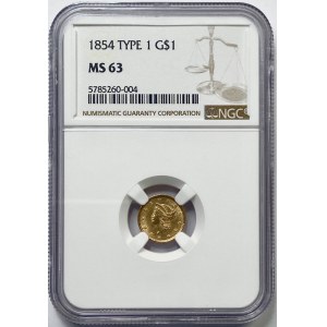 USA - 1 Dollar 1854 - TYP 1 - NGC MS 63
