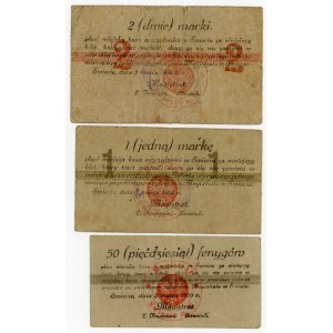 Świecie - 50 fenigów, 1 oraz 2 marki 1920 wraz ze stemplami
