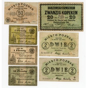 Posen / Poznań - Set 7 sztuk banknotów 1916-1919