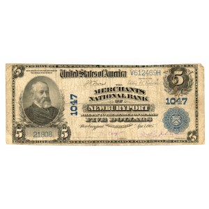 USA - 5 dolarów 1905 ( seria 1902) The Merchants National Bank of NEWBURYPORT